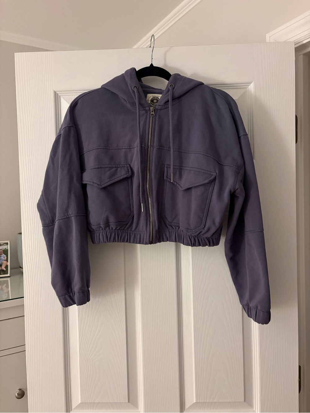 Cropped Hooded Zip Jacket in Dusty Lavender